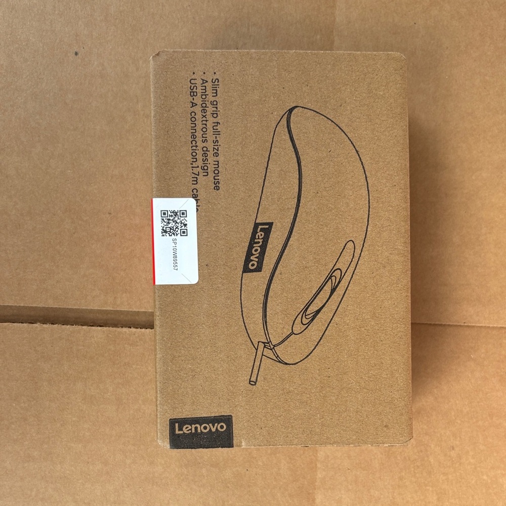 Lenovo Wired Mouse in Brown Packaging